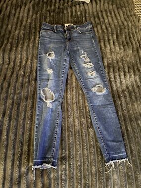 PacSun Women’s Ripped Skinny Jeans - Dark Blue